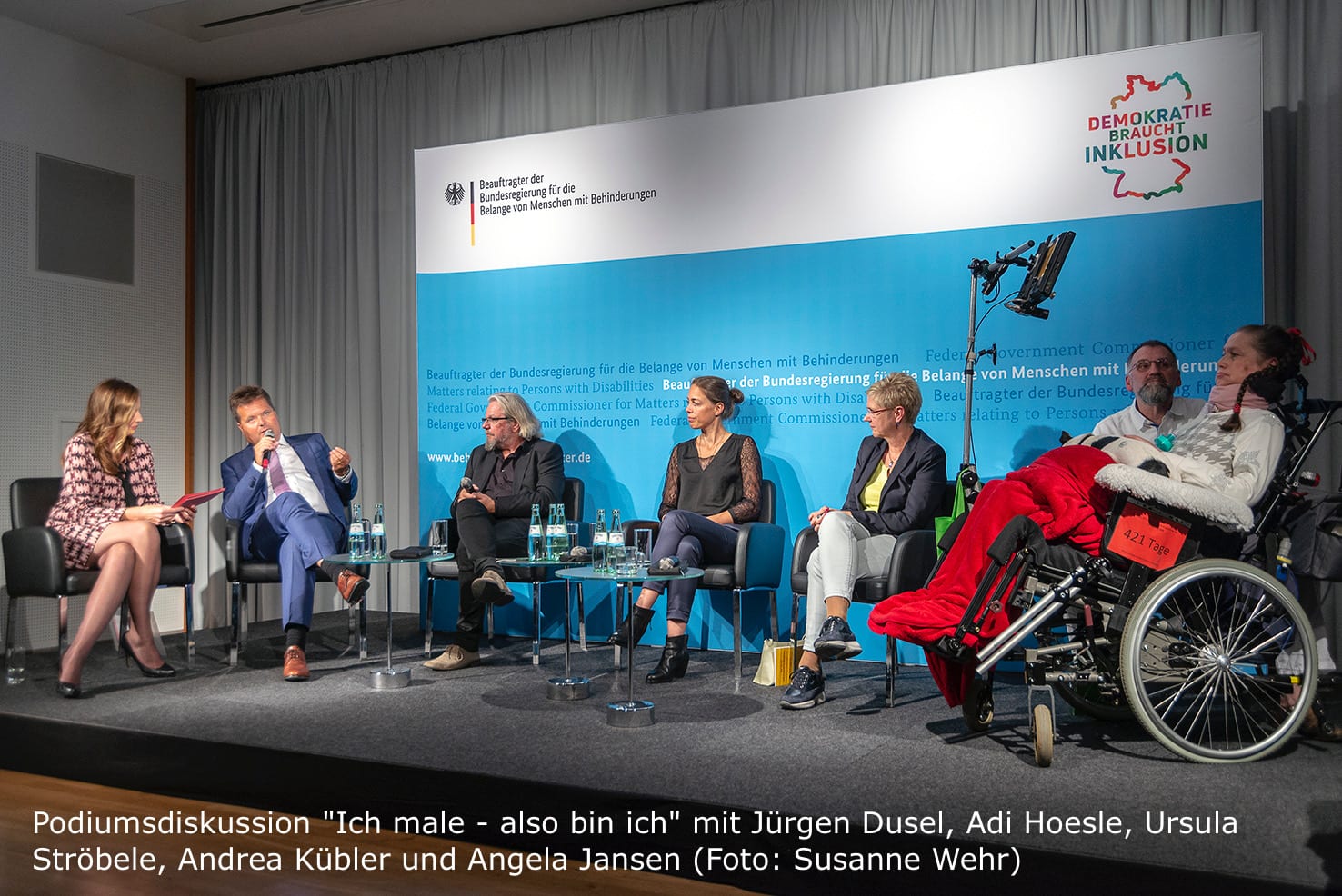 Podiumsdiskussion | Moderatorin Kristina zur Mühlen | Jürgen Dusel | Adi Hoesle | Ursula Ströbele | Andrea Kübler | Angela Jansen